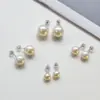 Aretes de Perla Plata S925 Aretes Estilo Azafata Aretes de Perla Aretes de Paleta Suministro en Vivo Fábrica Mayorista