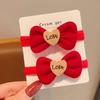 Banda de goma para el cabello con lazo rojo para Año Nuevo infantil, accesorios para el cabello, coleta elástica alta para Año Nuevo infantil