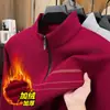 Sudadera Gruesa de Cuello Medio para Papá, Camiseta Forrada de Polar Cálida Todo en Uno para Hombres de Mediana Edad y Mayores, Camiseta Base Ajustada de Terciopelo para Hombre