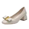 2026 Nuevos Zapatos de Salón Individuales Retro Franceses de Otoño con Punta Cuadrada de Corte Bajo y Tacón Grueso para Mujer, Piel Suave Cómoda, Lazo de Moda