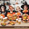 Nuevo Traje de Vajilla para Fiesta de Halloween Fiesta de Vacaciones de Halloween Plato de Papel Decorativo de Calabaza Vaso de Papel de Seda