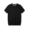 Roupa Masculina Jiezhan Estilo Old Money Gola Color Block Tricô Manga Curta 2026 Novidades de Verão Retrô Americano Trabalho Cor Sólida Camiseta