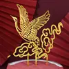 Tarjeta de Pastel Acrílica Dorada Grulla Xiangyun Bandera de Decoración de Cumpleaños Abuelo y Abuela Mesa de Postres