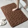 Alfombrilla de suelo tipo guijarro de forro polar de coral con espuma viscoelástica, alfombrilla absorbente para baño, felpudo de entrada de color liso simple, alfombrilla de baño antideslizante