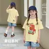 26 Novas Camisetas de Algodão com Estampa de Desenho Animado de Manga Curta para Meninas, Tops Casuais Soltos de Manga Curta para Crianças