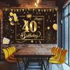 Amazon Nueva Tela de Bandera Tema Negro Dorado Decoración de Cumpleaños Banner Feliz Cumpleaños Fondo de Fotografía Tela de Bandera