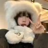 Orejas de Zorro Gorro y Bufanda Calientes Todo en Uno para Mujer Invierno Felpa Engrosada Ciclismo Resistente al Frío Cálido Cortavientos Protección para los Oídos Gorro