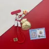 Nuevo Colgante Llavero Bolsa de la Suerte de Oro Puro 999 Encanto Versátil para Teléfono Adorno Atrae Riqueza Regalo Navideño para Amigos