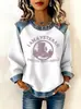 Sudadera con Cuello de Mezclilla Estampado 3D en Bloques de Color Estilo Europeo y Americano 2026 para Mujer, Jersey de Manga Larga, Holgada Casual Estilo Vacaciones Transfronterizo