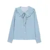 Producto Nuevo Transfronterizo 2025 Estilo Europeo y Americano Ropa para Mujer Exportación al por Mayor Zr Punto Muñeca Mariposa Cuello Rayas Camisa