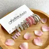 Pendientes Franceses Retro de Perla con Forma de Corazón, Juego de Seis Pares, Pendientes Femeninos al por Mayor, Más Vendidos Transfronterizos Europeos y Americanos