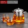 Juego de Tetera de Vidrio al por Mayor para el Hogar Resistente a Altas Temperaturas Engrosado Gran Capacidad Juego de Té Hervidor de Agua Filtro Tetera para Infusión