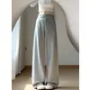 Calça de Maternidade Preta Cintura Alta Cordão Primavera/Outono 2025 Calça Casual Esportiva de Maternidade Solta Efeito Emagrecedor Calça de Perna Larga para Pessoas Baixas