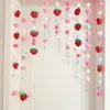 Cortina Partition de Cuatro Estaciones Sabor Fresa para Dormitorio, Cortina de Media Puerta sin Taladro, Cortina de Puerta Decorativa de Moda Transparente para Entrada