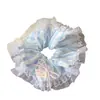 Goma para el pelo dulce de encaje de verano, Accesorio para el pelo femenino y lindo, Goma para el pelo con borde de encaje, Azul bebé