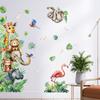 Pegatina de pared con diseño de jirafa y elefante de dibujos animados para habitación infantil, dormitorio, puerta, papel pintado decorativo para guardería, autoadhesiva