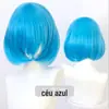 Peruca para Cosplay de Personagem, Estilo Bob com Cachos para Dentro, Estilo de Cabelo Curto de 35cm, Franja Pode Ser Facilmente Transformada em Franja Reta, Volumosa