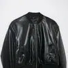 Venta al por mayor transfronteriza 2026 Moda europea y americana holgada con bolsillo y cremallera chaqueta de motociclista de cuero sintético para mujer A68035