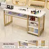 Mesa para Unhas 2026 Novo Modelo Mesa Longa de Mármore Sintético para Uma Pessoa Pequena Mesa e Cadeira Conjunto para Salão de Unhas Estação de Trabalho para Unhas