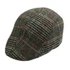 Gorra retro para hombre, boina a cuadros de otoño e invierno, gorra coreana de mediana edad, gorra progresiva informal Joker, venta al por mayor