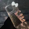 Capa para Celular Ins Glitter Laço Totalmente de Diamante Maçã 18Pro Max 17 Adequada para Iphone15 Macia 11 Estéreo 12
