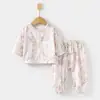 Set de Muselina para Bebé, Ropa de Casa para Bebé, Tops y Pantalones de Fibra de Bambú de Manga Larga, Ropa de Verano con Aire Acondicionado para Niñas