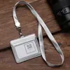 Ventas Directas de Fábrica Transfronterizas Porta Tarjetas de Dos Capas de Piel de Vaca Genuina Correa con Hebilla Telescópica Porta Insignia de Cuero para Trabajo de Enfermera de Cuello Blanco