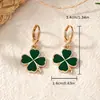 Pendientes de Moda Esmalte Verde Trébol de Cuatro Hojas de la Suerte para St. Día de San Patricio, Acero Inoxidable Esmaltado al por Mayor del Fabricante