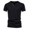 2026 Ropa Masculina Transfronteriza de Comercio Exterior Camiseta Casual de Manga Corta con Cuello en V para Hombres Jóvenes Camisa Henley Deportiva Ajustada de Color Puro