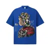 Steewell Comércio Transfronteiriço Especializada em Camisetas de Manga Curta com Estampa Street Estilo Americano, Caimento Solto, Tecido Pesado, Gola Pequena, Tops Tendência de Meia Manga