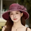 Novo Chapéu de Sol de Organza Estilo Hepburn para Mulheres, Circunferência da Cabeça Grande, Plissado, Elegante, Emagrecimento Facial, Chapéu de Mãe, Chapéu de Pescador Floral