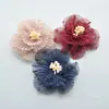 Malha de tecido coreano com flor central acessórios de cabelo feitos à mão material para cocar acessórios de vestuário acessórios DIY atacado