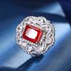 Joyería Zhuang Sheng de nuevo estilo para otoño e invierno, con diamantes de alto carbono y corte de flor de hielo con incrustaciones de cobre, traje cuadrado de moda, piedra principal 8*10