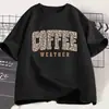 Camiseta Retrô Casual de Manga Curta Livros e Café para Homens e Mulheres Presente para Amante de Livros e Café Top de Manga Curta Dia