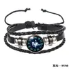 Pulsera Europea y Americana Nueva de las 12 Constelaciones Pulsera Tejida de Cuerda de Cuero Retro Estilo Coreano para Hombre Pulsera de Moda para Estudiantes para Mujer Regalo