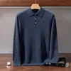 Suéter de Caxemira com Gola Polo 2026 Outono/Inverno Novo Masculino Corte Solto Camisa Básica para Meia-Idade Casual de Negócios Suéter Quente