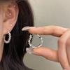 Lujo Ligero de Alta Gama Plata Fragmentada Varios Dos Cuentas Costura Hebilla de Oreja Diseño Nicho Femenino Aretes Combinables Aretes Simples Elegantes