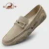 Zapatos Mocasines de Cuero Real de Carnero para Hombre, Suela Suave, Parte Superior Suave, Transpirables, Slip-on, Calzado Casual de Negocios, Zapatos para Conducir