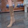 Botas Elásticas Ajustadas sin Cordones para Mujer, Otoño e Invierno 2026, Cremallera Hebilla Metálica Punta Fina Botas de Montar de Tacón Alto