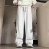 Calça Jogger Pesada Estilo Americano com Cordão para Homens, Nova Tendência de Perna Reta, Caimento Solto, Versátil para Esportes e Casual, Calça Longa para Primavera, Outono e Inverno