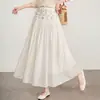 Falda de Verano para Mujer Hecha a Medida, Resistente, Adornada con Pedrería, Estilo de Nicho, Falda de Cintura Alta en Línea A, Estilo Étnico Festivo, Talla Grande