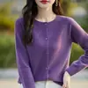 Cárdigan suéter de punto para mujer cuello redondo nuevo primavera y otoño coreano suelto abrigo de suéter de moda tejido de flor de osmanthus top exterior