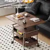 Mesa de Centro para Sala de Estar de Nogal con Almacenamiento, Móvil, Altura Ajustable, Plegable, Estilo Vintage, Carrito Pequeño con Ruedas