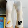 Calcetines de media pantorrilla con estampado de gatitos de dibujos animados, estilo japonés, para primavera y otoño. Nueva ilustración adorable. Talón flocado con lunares coloridos. Para estudiantes.