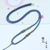 Colgante de cuerda con cuentas de jade azul y blanco, cordón tejido, collar ajustable multicolor