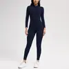 Macacão de Yoga com Zíper Transfronteiriço para Uso Externo, Forrado com Fleece, para Esportes de Alta Intensidade, Ajustado ao Corpo, Quente
