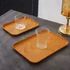 Bandeja Imitación Madera Rectangular de Plástico para Té Plato de Cena Plato de Almacenamiento para Taza de Agua del Hogar Cafetería Plato de Madera para Pan