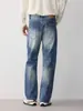 Jeans Blancos Lavados con Bigotes de Gato Casual Street para Hombre Mokamke, Pantalones con Degradado Nuevos de Otoño 2026 para Hombre, 97418