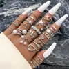 Conjunto de Anéis Femininos Cruzados Criativos Simples de Temperamento Anéis Empilháveis Ajustáveis Abertos com Pedras Strass Inlaid de Alta Qualidade