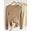 Novo suéter de cashmere 2026, peça de alta qualidade, manga longa, gola alta, caimento justo, camada interna, suéter de tricô feminino para outono e inverno
